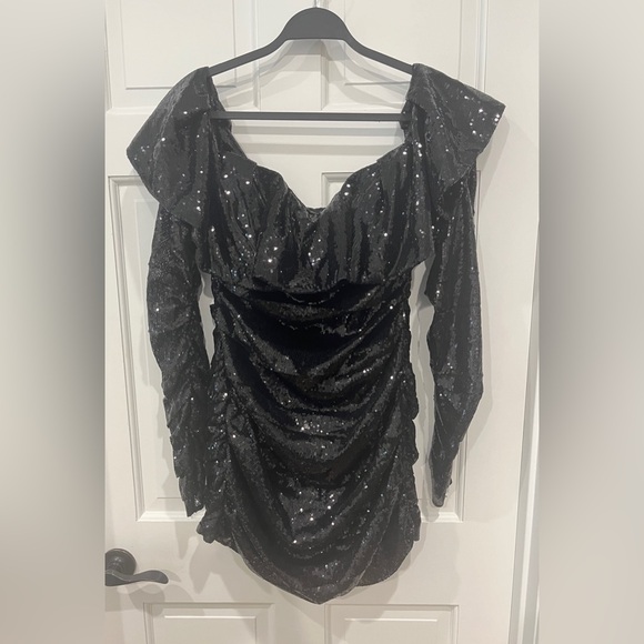ATTICO Black Polyester Sequined Mini Dress Size 44, US 10-12.  Stunning! PROM - Picture 5 of 12